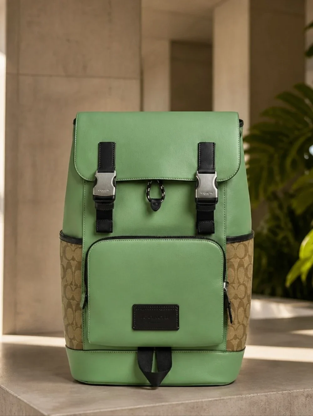 Coach Track Backpack in Colorblock Signature Canvas Sage Apple 2022 - 2024